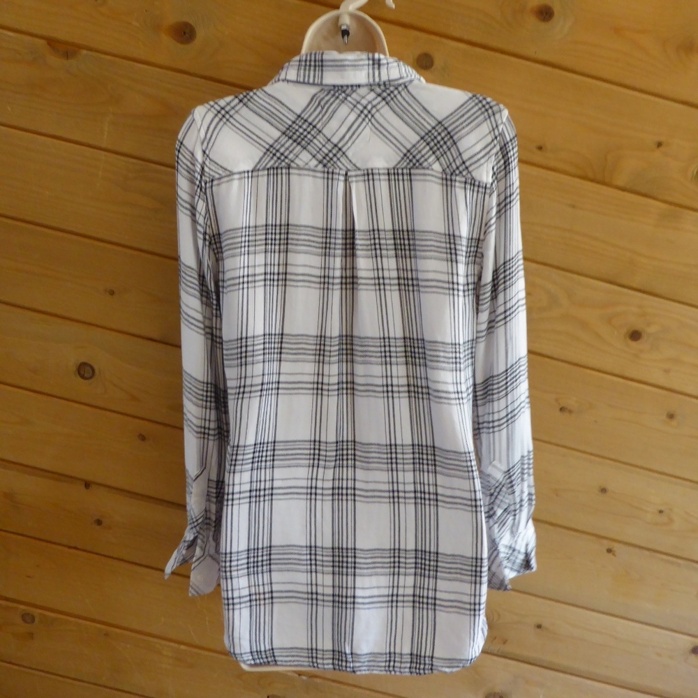 Rails Black White Check Plaid Button Up Shirt Xs - image 7